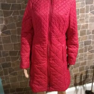 ISAAC MIZRAHI LIVE! Red Quilted Coat With Hood